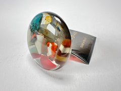 Jackie Brazil "Orient Express" Round Dome Grey Mix Resin Ring ( R3540 ) Size UK Q / USA 8