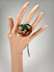 Jackie Brazil "Orient Express" Round Dome Grey Mix Resin Ring ( R3540 ) Size UK Q / USA 8