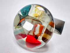 Jackie Brazil "Orient Express" Round Dome Grey Mix Resin Ring ( R3540 ) Size UK Q / USA 8