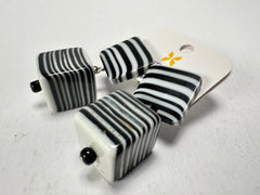 Jackie Brazil "Black & White" Liquorice All Sorts Stud & Cube Resin Earrings ( E0080 )