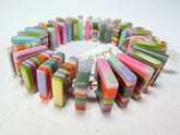 Jackie Brazil "Patricia" Liquorice Squares & Beads Spring Colour Resin Bracelet ( B0192 )