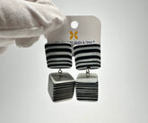 Jackie Brazil "Black & White" Liquorice All Sorts Stud & Cube Resin Earrings ( E0080 )