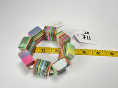 Jackie Brazil "Gala" Liquorice Half Rectangles On Elastic Spring Mix Bracelet ( B0778 )