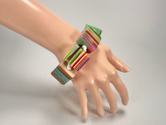 Jackie Brazil "Gala" Liquorice Half Rectangles On Elastic Spring Mix Bracelet ( B0778 )