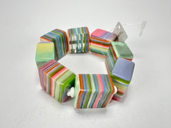 Jackie Brazil "Gala" Liquorice Half Rectangles On Elastic Spring Mix Bracelet ( B0778 )