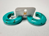 Jackie Brazil "Lucia" Turquoise Thick Half Hoop On Pin Resin Earrings ( E0035 )