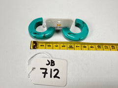 Jackie Brazil "Lucia" Turquoise Thick Half Hoop On Pin Resin Earrings ( E0035 )