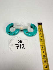 Jackie Brazil "Lucia" Turquoise Thick Half Hoop On Pin Resin Earrings ( E0035 )