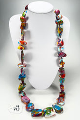 Jackie Brazil "Indiana" Kandinsky Multi-Bead Long Resin 110cm Necklace ( N0038 )