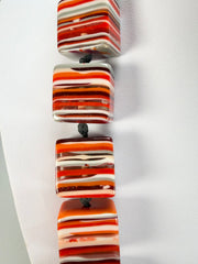Jackie Brazil "Gala" Liquorice Orange Mix Half Rectangles 65cm Necklace ( N0789 )