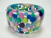 Jackie Brazil "Petit Balls" Blue Mix Spots Solid Round Resin 5cm Bangle ( B2521 )