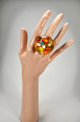 Jackie Brazil "Cascade" Large Round Domed Resin Ring ( R2929 ) Size UK Q / US 8