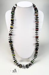 Jackie Brazil "Bar Code" Black & Liquorice Mix Squares 110cm Resin Necklace ( N2200 )