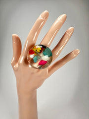 Jackie Brazil "Cascade" Large Round Domed Resin Ring ( R2929 ) Size UK P / US 7.5