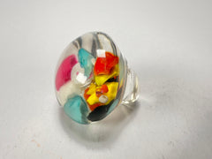 Jackie Brazil "Cascade" Large Round Domed Resin Ring ( R2929 ) Size UK P / US 7.5