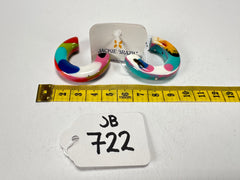 Jackie Brazil "Lucia" Kandinsky Thick Half Hoop On Pin Resin Earrings ( E0035 )