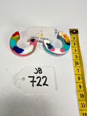 Jackie Brazil "Lucia" Kandinsky Thick Half Hoop On Pin Resin Earrings ( E0035 )