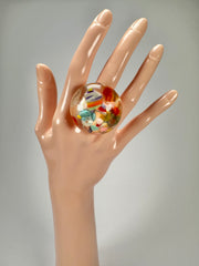 Jackie Brazil "Cascade" Large Round Domed Resin Ring ( R2929 ) Size UK Q / US 8