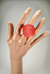 Jackie Brazil "Rose" Light Pink Resin Rose Ring ( R0585 ) Size UK T / US 9.5