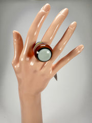 Jackie Brazil "Cat Eye" Liquorice Spring Mix Large Domed Resin Ring ( R1159 ) UK Q / USA 8