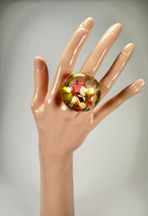 Jackie Brazil "Cascade" Large Round Domed Resin Ring ( R2929 ) Size UK P / US 7.5