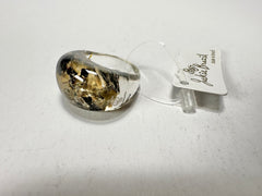 Jackie Brazil "Cache" Fat Oval Seaweed Resin Ring ( R0133 ) Size UK R / USA 8.5