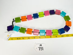 Jackie Brazil "Gala" Transparent Paris Mix Half Rectangles 65cm Necklace ( N0789 )