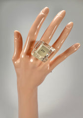 Jackie Brazil "Carre" Keyboard Flash Clear Square Resin Ring ( R3210 ) Size UK Q / US 8
