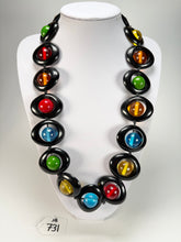Jackie Brazil "Saturn" Black & Transparent Summer Mix Disc & Ball Long 75cm Necklace ( N0052 )