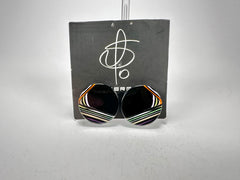 Jackie Brazil "Aida" Black Swirls Round Clip On Resin Earrings ( E3174 )