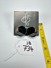 Jackie Brazil "Aida" Black Swirls Round Clip On Resin Earrings ( E3174 )