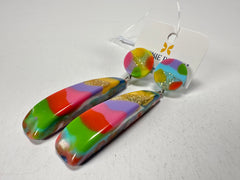 Jackie Brazil "Mel" Kandinsky Stud & Leaf On Pin Resin Earrings ( E4500 )