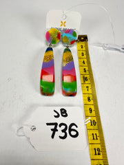 Jackie Brazil "Mel" Kandinsky Stud & Leaf On Pin Resin Earrings ( E4500 )