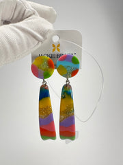 Jackie Brazil "Mel" Kandinsky Stud & Leaf On Pin Resin Earrings ( E4500 )