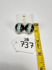 Jackie Brazil "Bar Code" Black Round Balls Clip On Resin Earrings ( E2236 )
