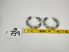 Jackie Brazil "Hoops" Liquorice Spring Cream Mix Resin Earrings ( E2215 )