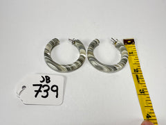 Jackie Brazil "Hoops" Liquorice Spring Cream Mix Resin Earrings ( E2215 )