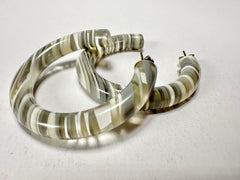 Jackie Brazil "Hoops" Liquorice Spring Cream Mix Resin Earrings ( E2215 )