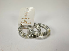 Jackie Brazil "Hoops" Liquorice Spring Cream Mix Resin Earrings ( E2215 )