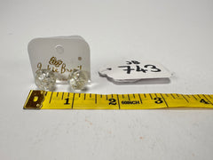 Jackie Brazil "Betty" Silver Flakes Small Ball Stud Resin Earrings ( E0095 )