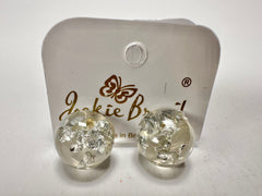 Jackie Brazil "Betty" Silver Flakes Small Ball Stud Resin Earrings ( E0095 )
