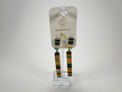 Jackie Brazil "Clarissa" Liqurorice Winter Mix Thin Rectangle Resin Earrings ( E2462 )