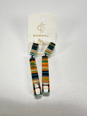 Jackie Brazil "Clarissa" Liqurorice Winter Mix Thin Rectangle Resin Earrings ( E2462 )