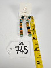 Jackie Brazil "Clarissa" Liqurorice Winter Mix Thin Rectangle Resin Earrings ( E2462 )