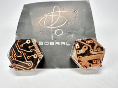 Jackie Brazil "Ming" Flash Digital Hexagon Resin Earrings ( E3214 )