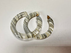 Jackie Brazil "Hoops" Liquorice Spring Cream Mix Resin Earrings ( E2215 )