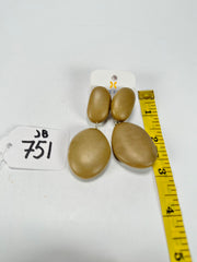 Jackie Brazil "Brown Matte" Medium Riverstone Double Pendant Resin Earrings ( E3900 )