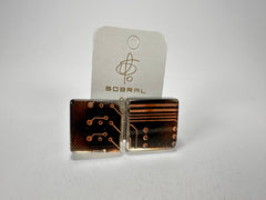 Jackie Brazil "Dale" Flash Digital Square Clip On Resin Earrings ( E3217 )