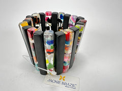 Jackie Brazil "Clarissa" Black & Cascade Thin Rectangles Elasticated Bracelet ( B2335 )