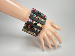 Jackie Brazil "Clarissa" Black & Cascade Thin Rectangles Elasticated Bracelet ( B2335 )